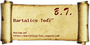 Bartalics Teó névjegykártya